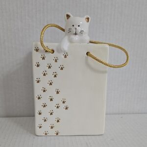 Ceramic Cat Paw Print Vase / Bag / Planter